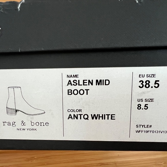 $475 Rag & Bone Aslen Mid Boot In Antique White Size:EU38.5( US:8.5) - Picture 8 of 9